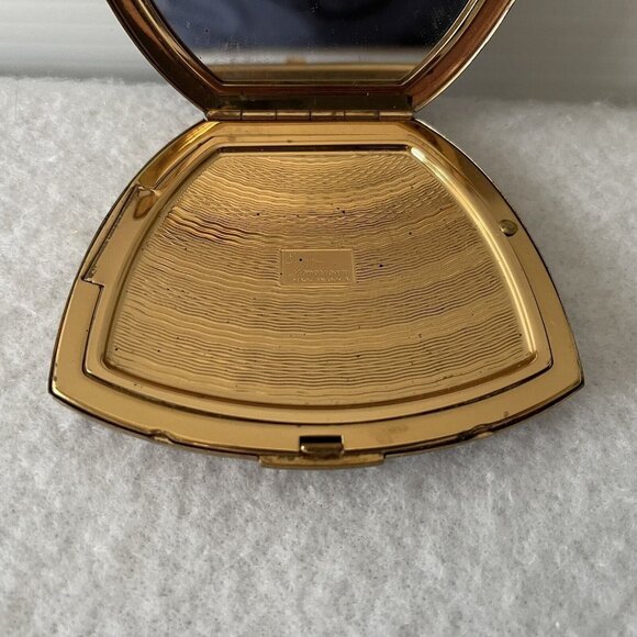 Elgin American Mirrored Compact Makeup Case Gold Tone Cherubs Flowers Midcentury - Picture 13 of 16